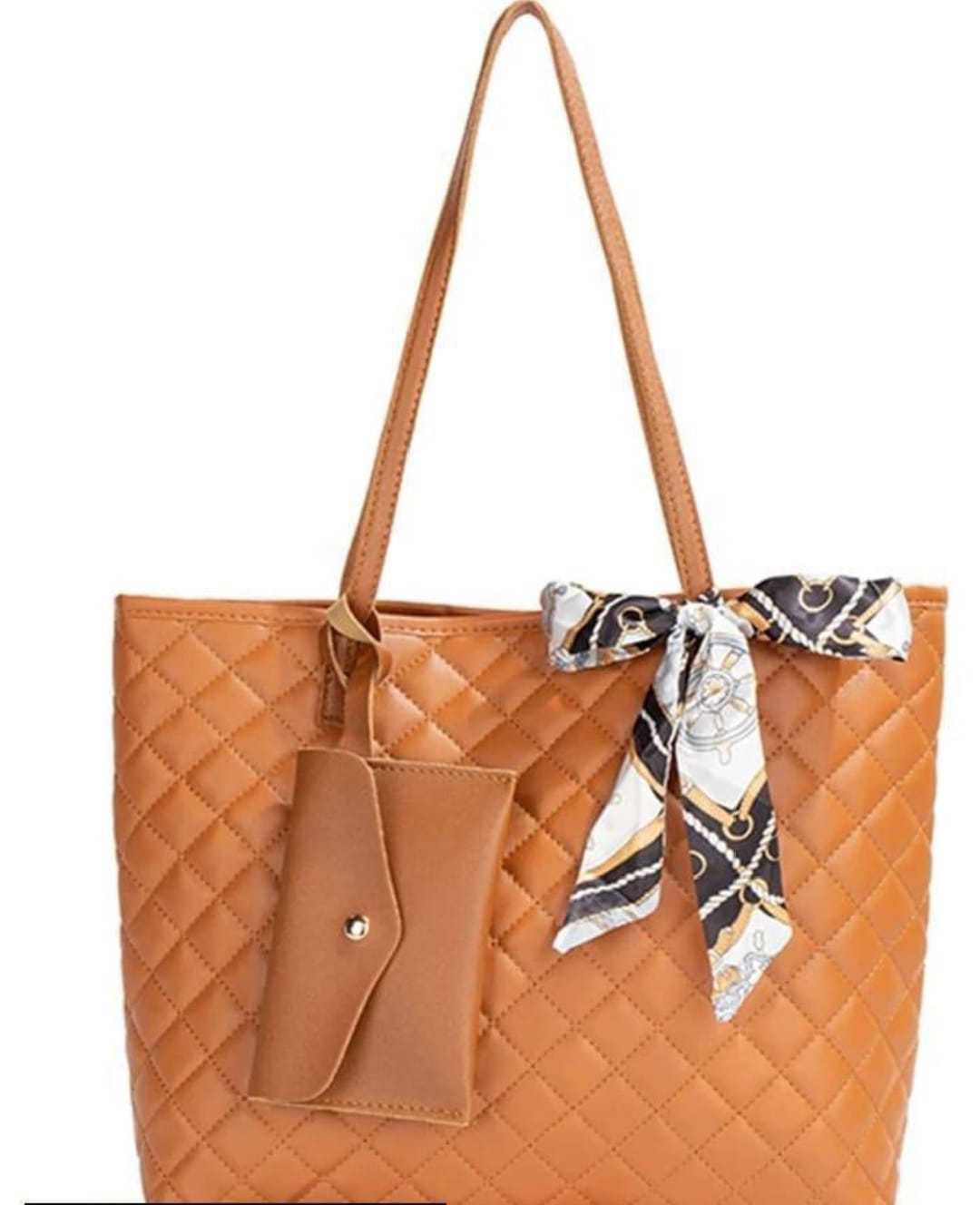 2 Pcs Women's Modern Scarf Quilted Tote Bag