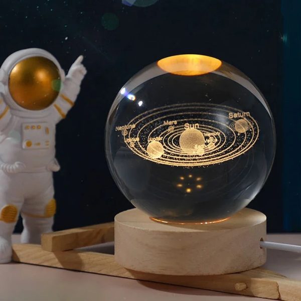 USB LED night light, Galaxy Crystal Ball lamp, 3D planet moon lamp, home decoration