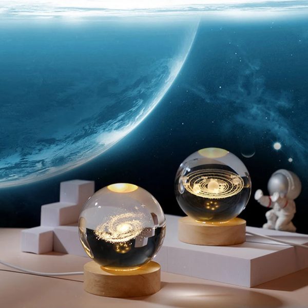 USB LED night light, Galaxy Crystal Ball lamp, 3D planet moon lamp, home decoration