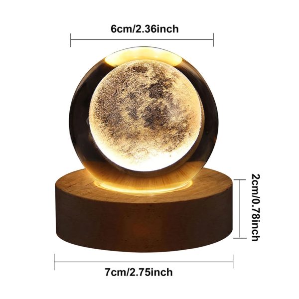 USB LED night light, Galaxy Crystal Ball lamp, 3D planet moon lamp, home decoration